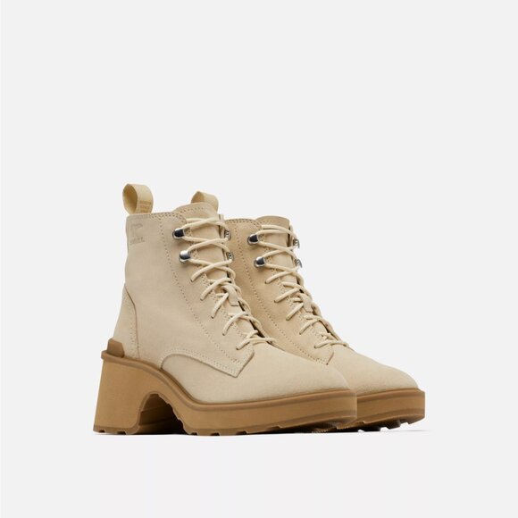 NEW SOREL Leather Hi Line Heel Lace Boots ceramic for women 825 7s3 - Picture 6 of 9